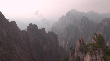 全景视图的观点飞行岩石黄山山黄色的山安徽中国